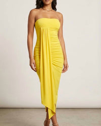 mundefeis Strapless Midi Dress in sunshine yellow - women's dress