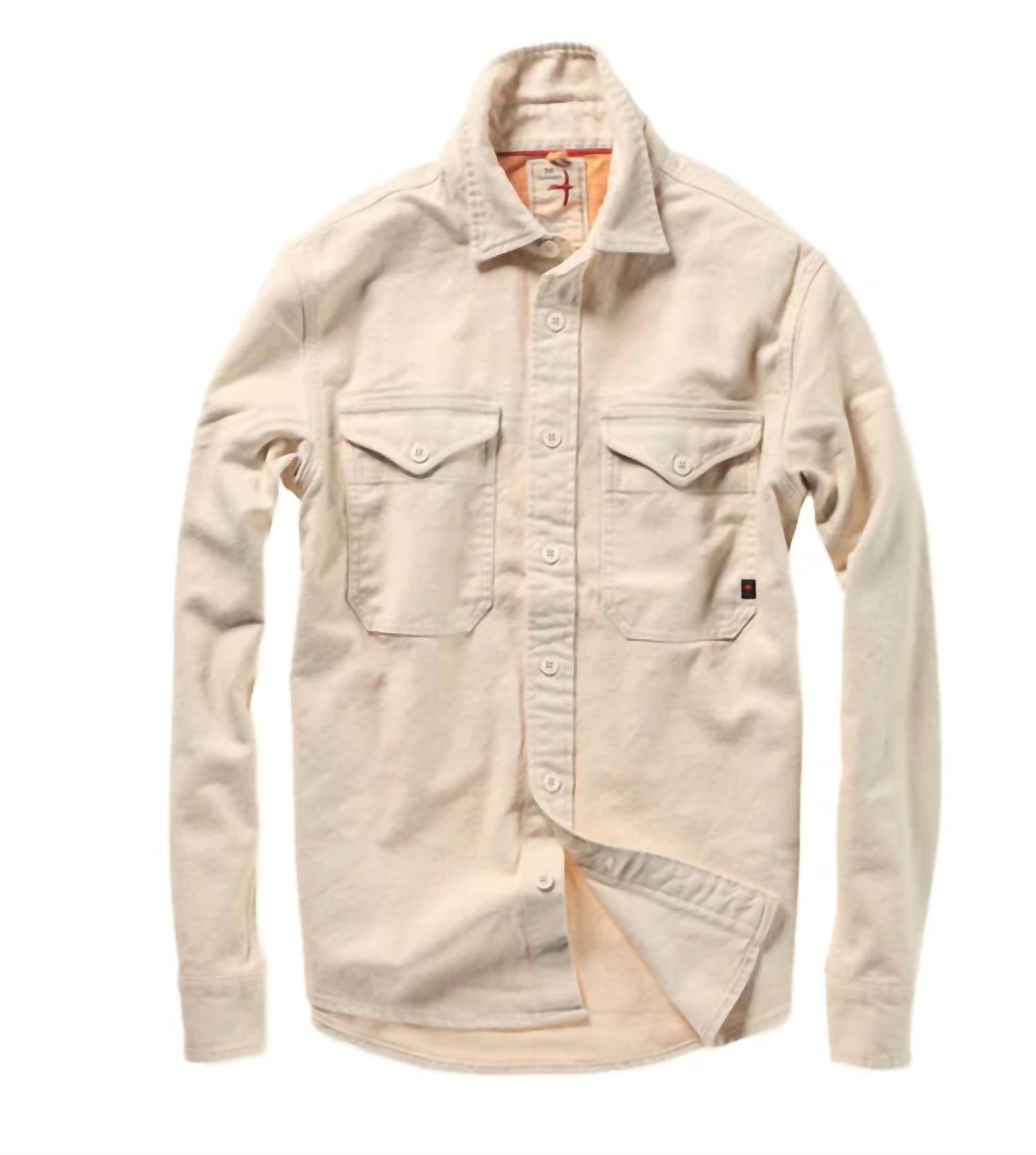 Relwen Men's Utility Long Sleeve Workshirt in coffee moleskin - men's jacket - alternate view