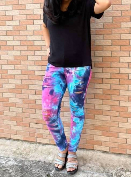 Shirley Stone - Tie Dye Distressed Skinny Jeans