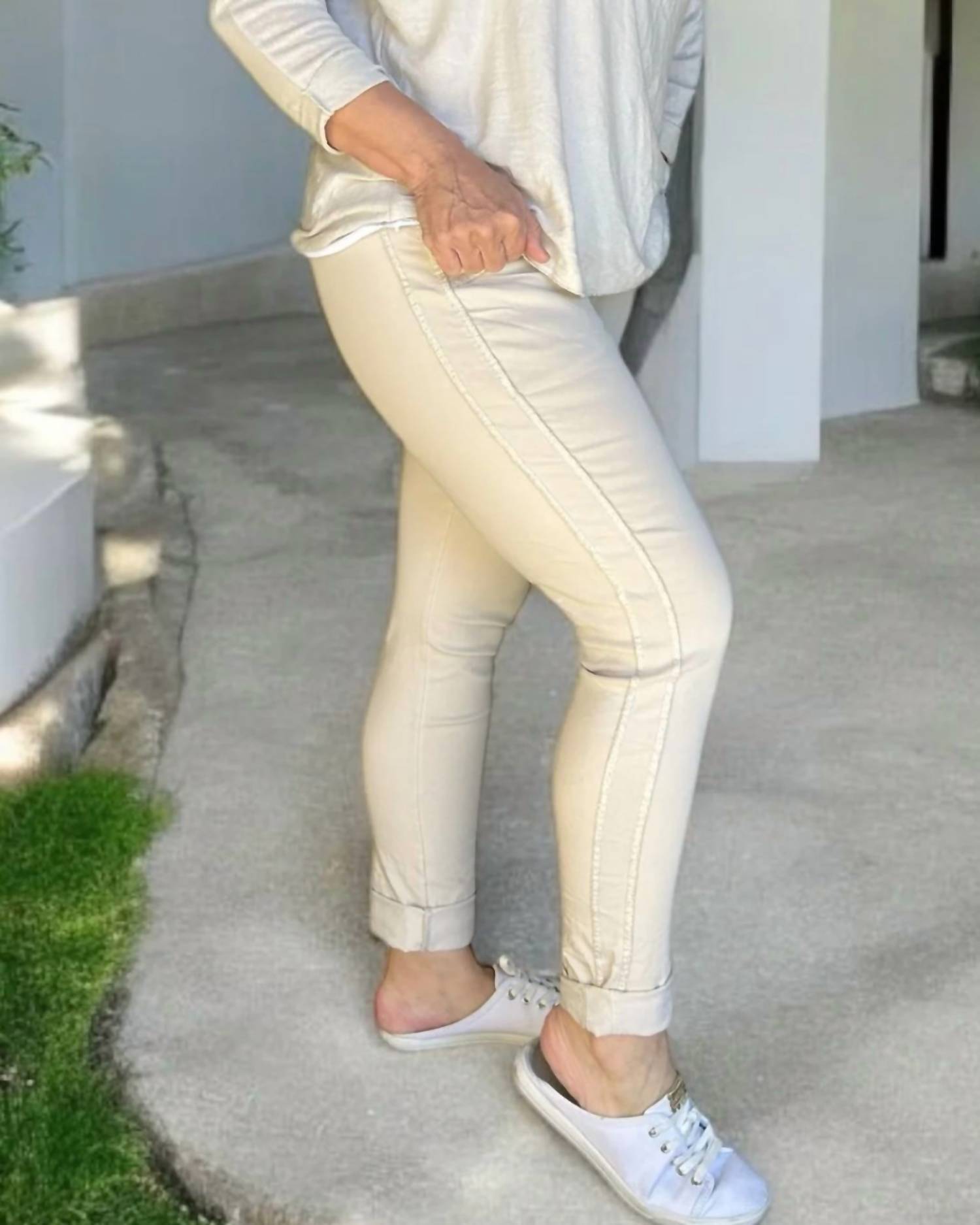 Made In Italy - Italian Magic Pants With Subtle Glam Side Panel