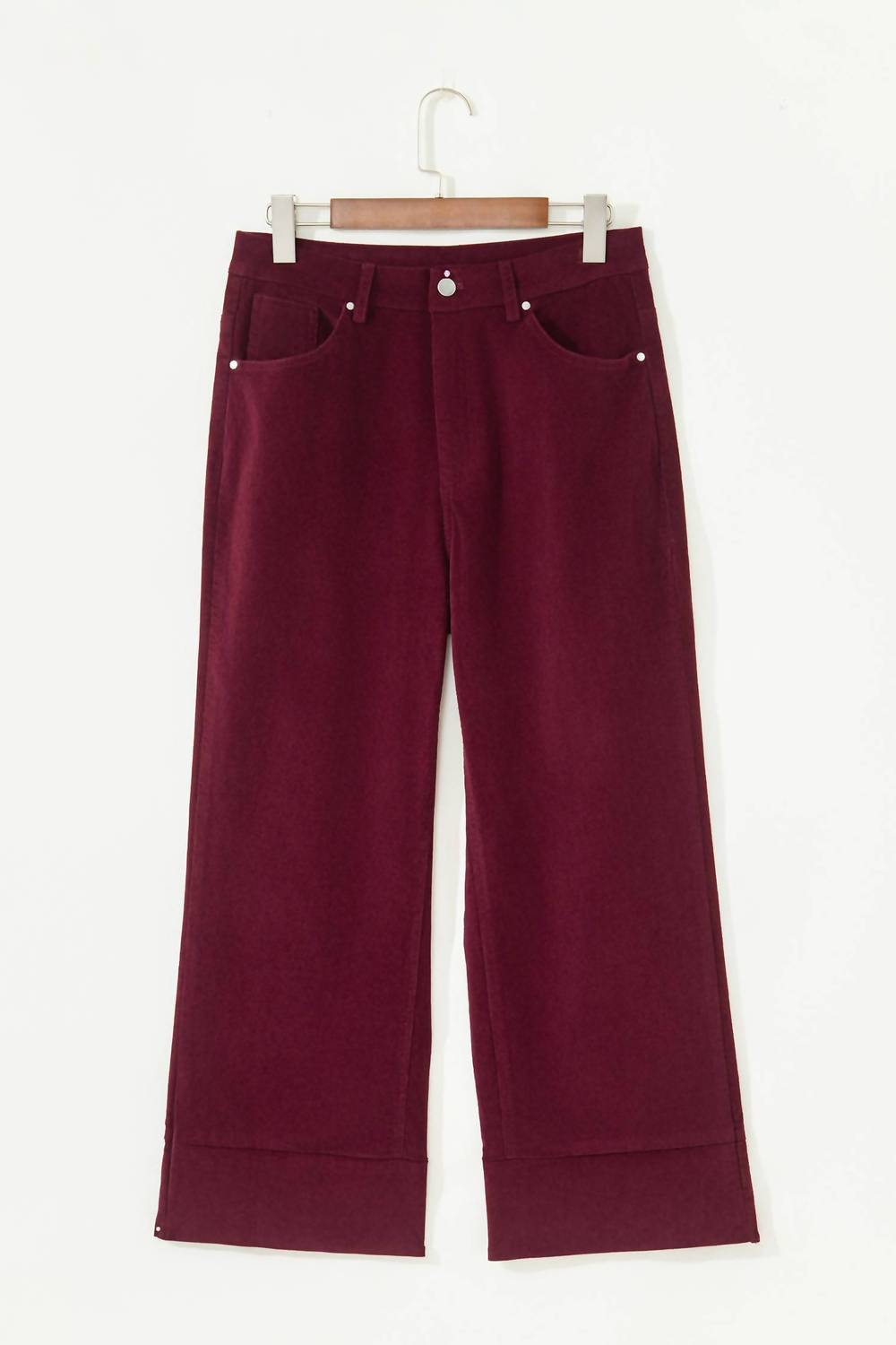 66DISCO Corduroy High Waist Wide Leg Pants in burgundy - women's jeans - view 6