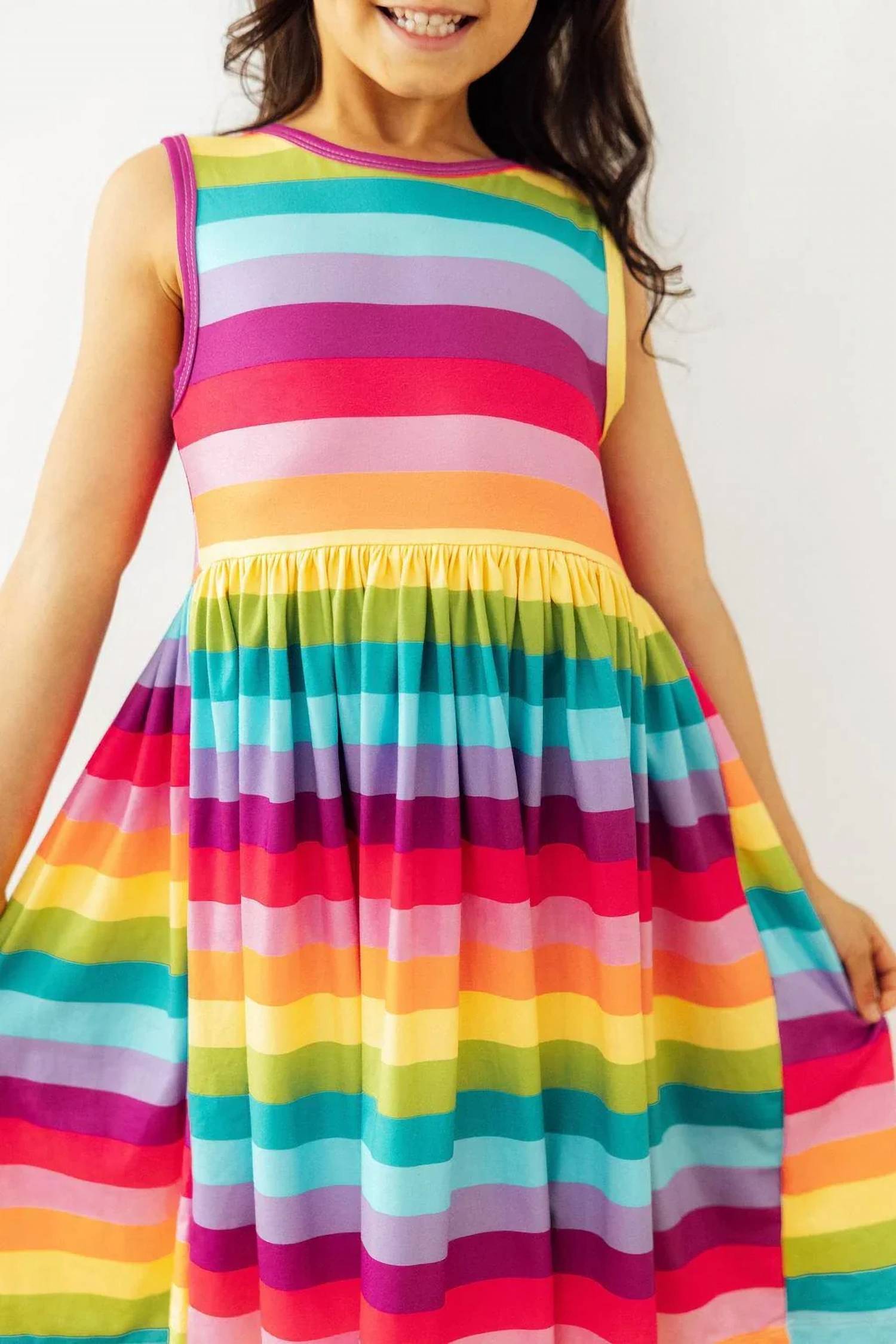 Mila & Rose - Girls Cheerful Stripes Twirl Dress