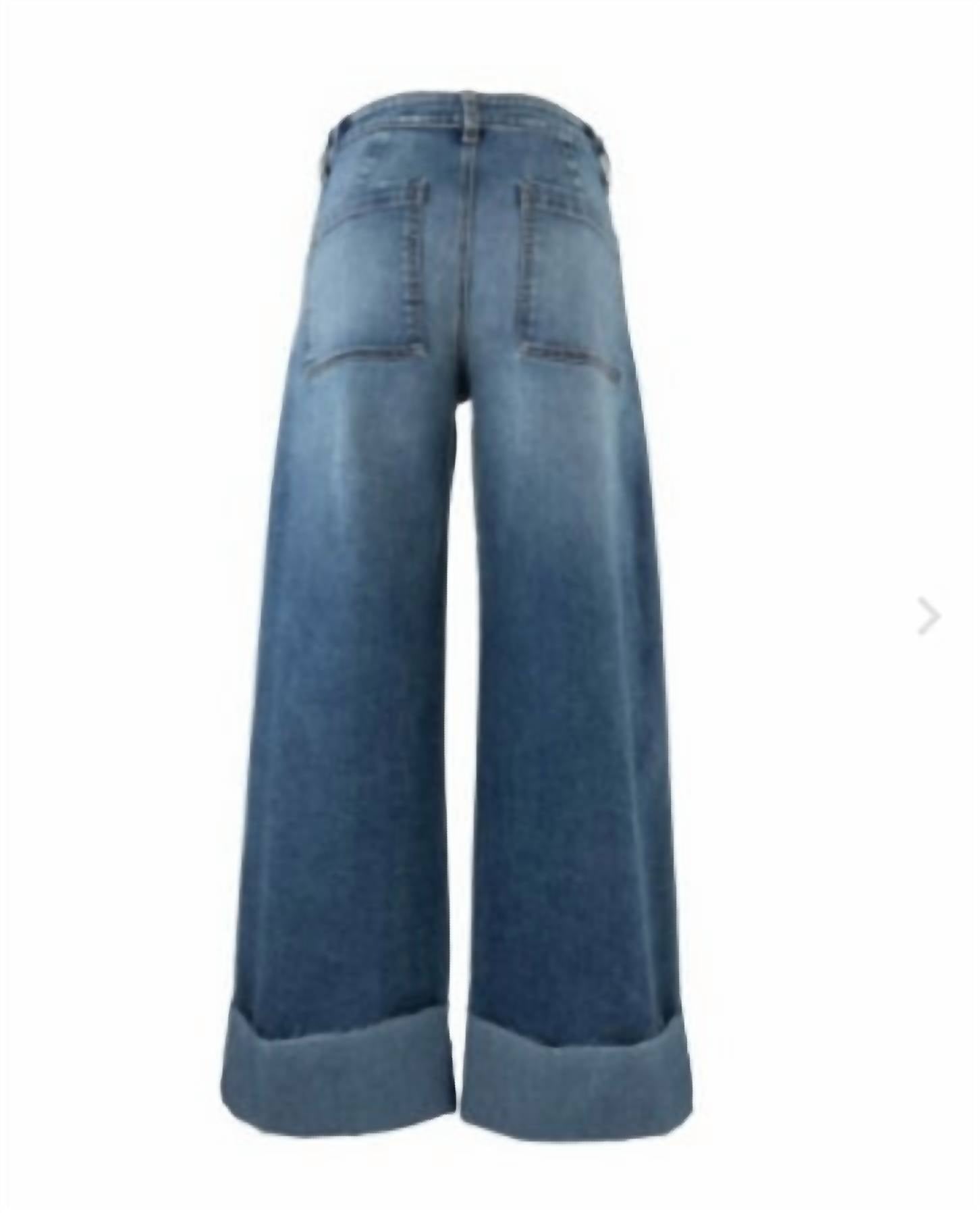 Kut From The Kloth - Women's Meg High Rise Wide Legs Roll Up Hem Jeans