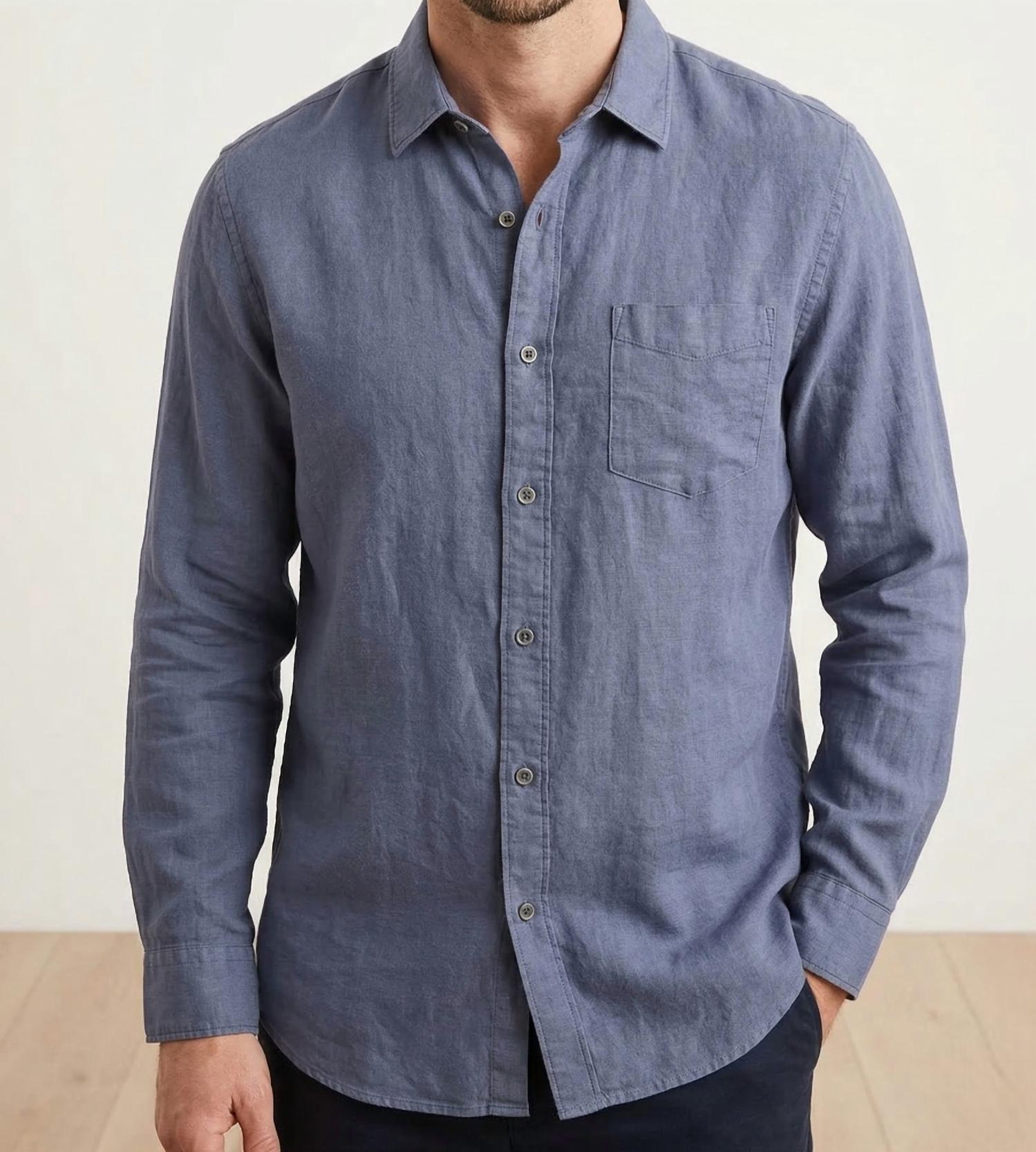 TOMMY BAHAMA Dobby Dylan Long Sleeve Shirt in dockside blue - men's long sleeve top