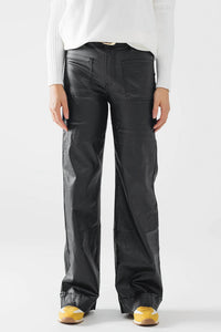 Q2 - Faux Leather Wide Leg Pants