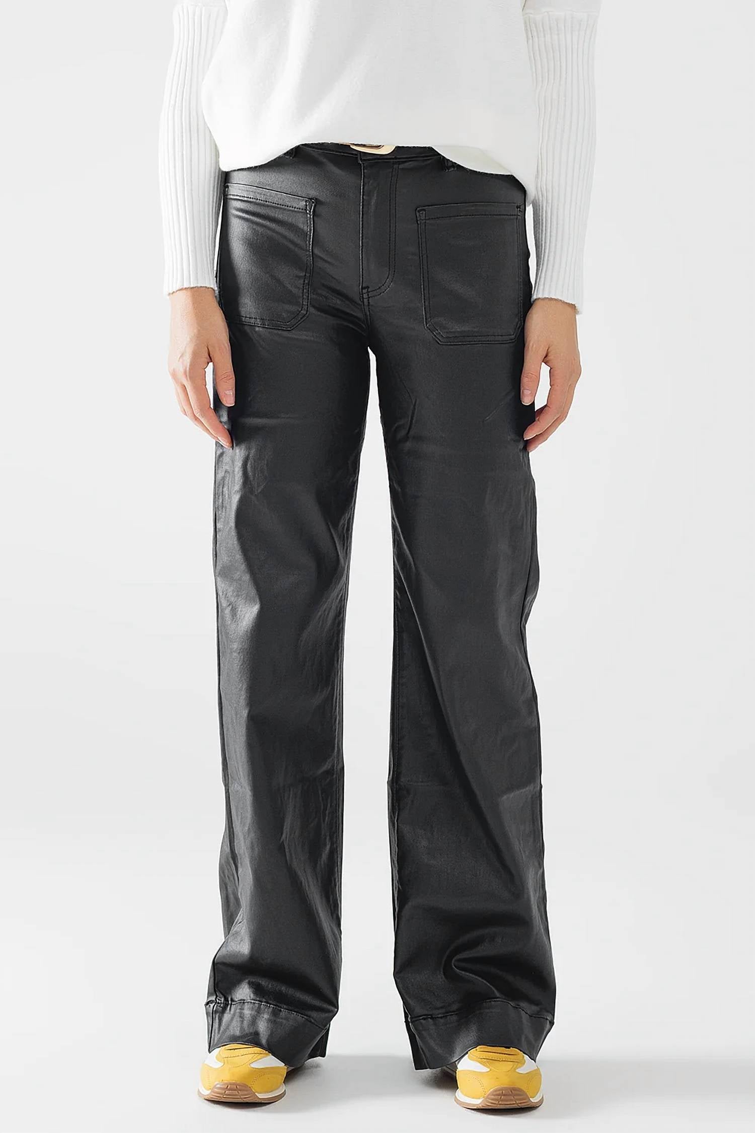 Q2 - Faux Leather Wide Leg Pants