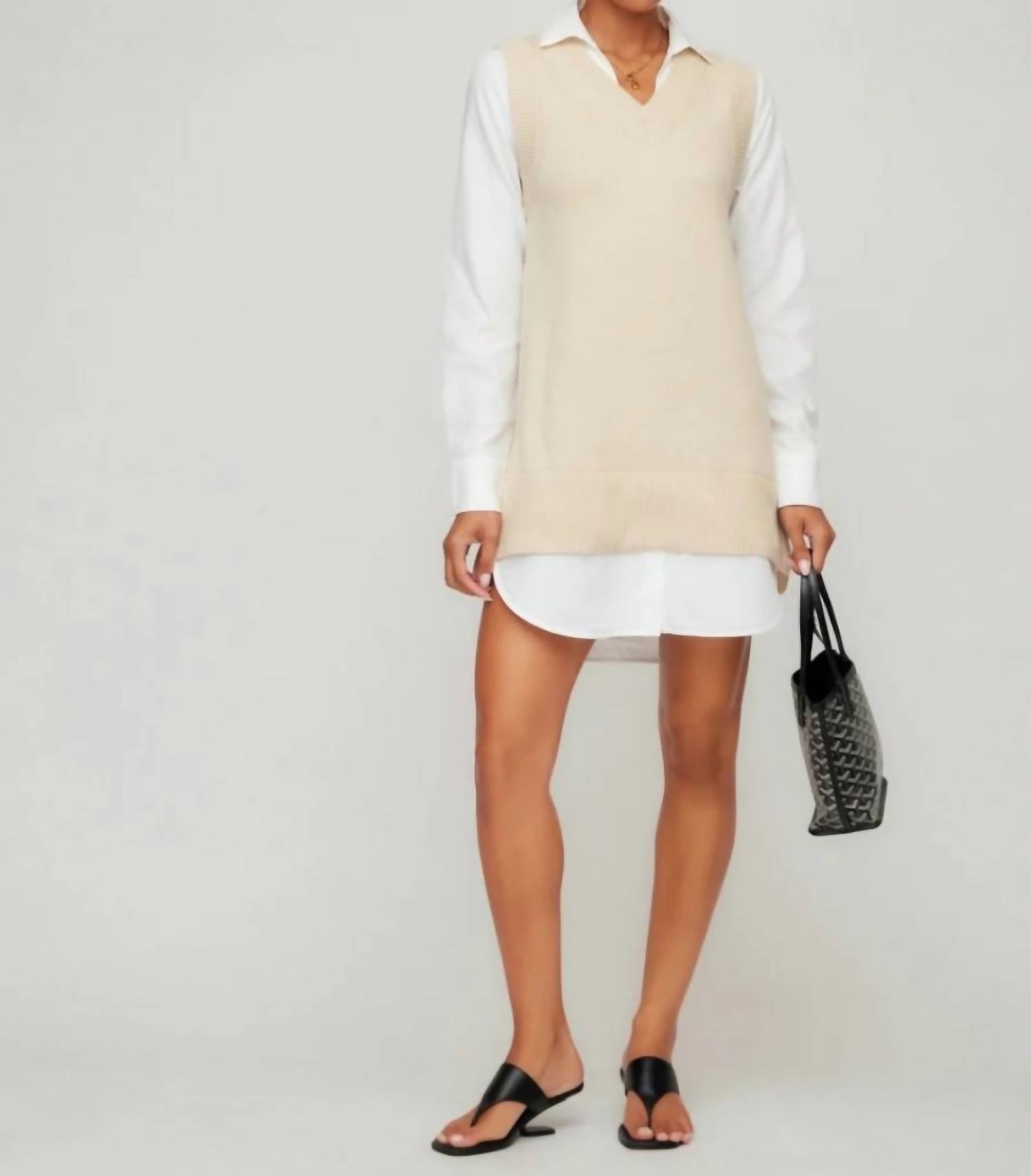 Fifteen Twenty - Elora Mixed Media Vest Mini Dress
