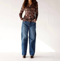 Bailey Rose Rosewood Button Up Top in brown - women's long sleeve top