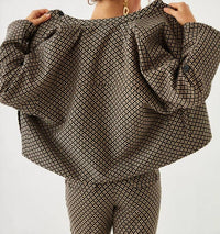 NUD by Nekane Jacquard Knitted Jacket in tan black - women's jacket - alternate view