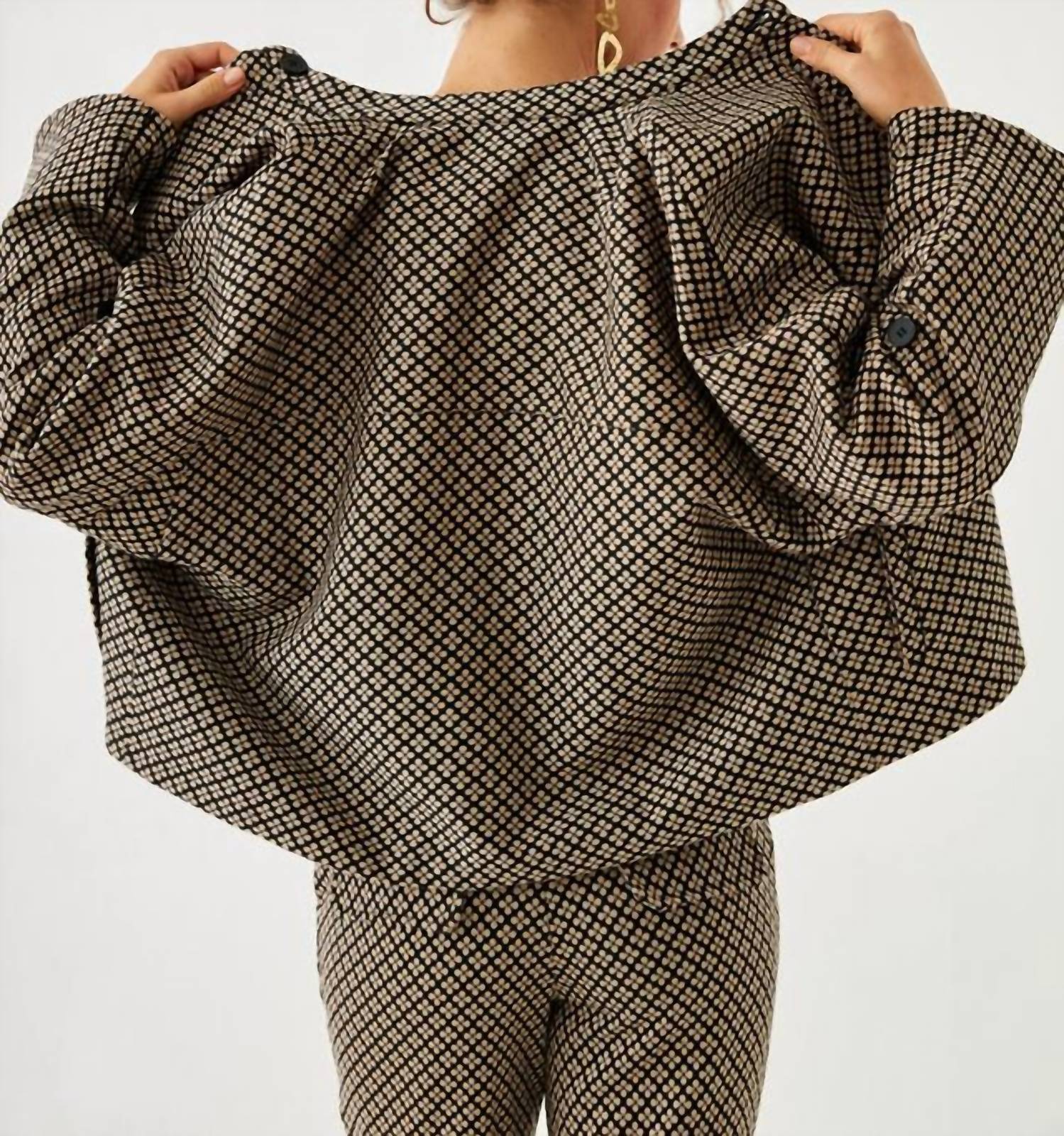 NUD by Nekane Jacquard Knitted Jacket in tan black - women's jacket - alternate view