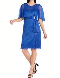 R&M Richards - Metallic Capelet Short Evening Dress