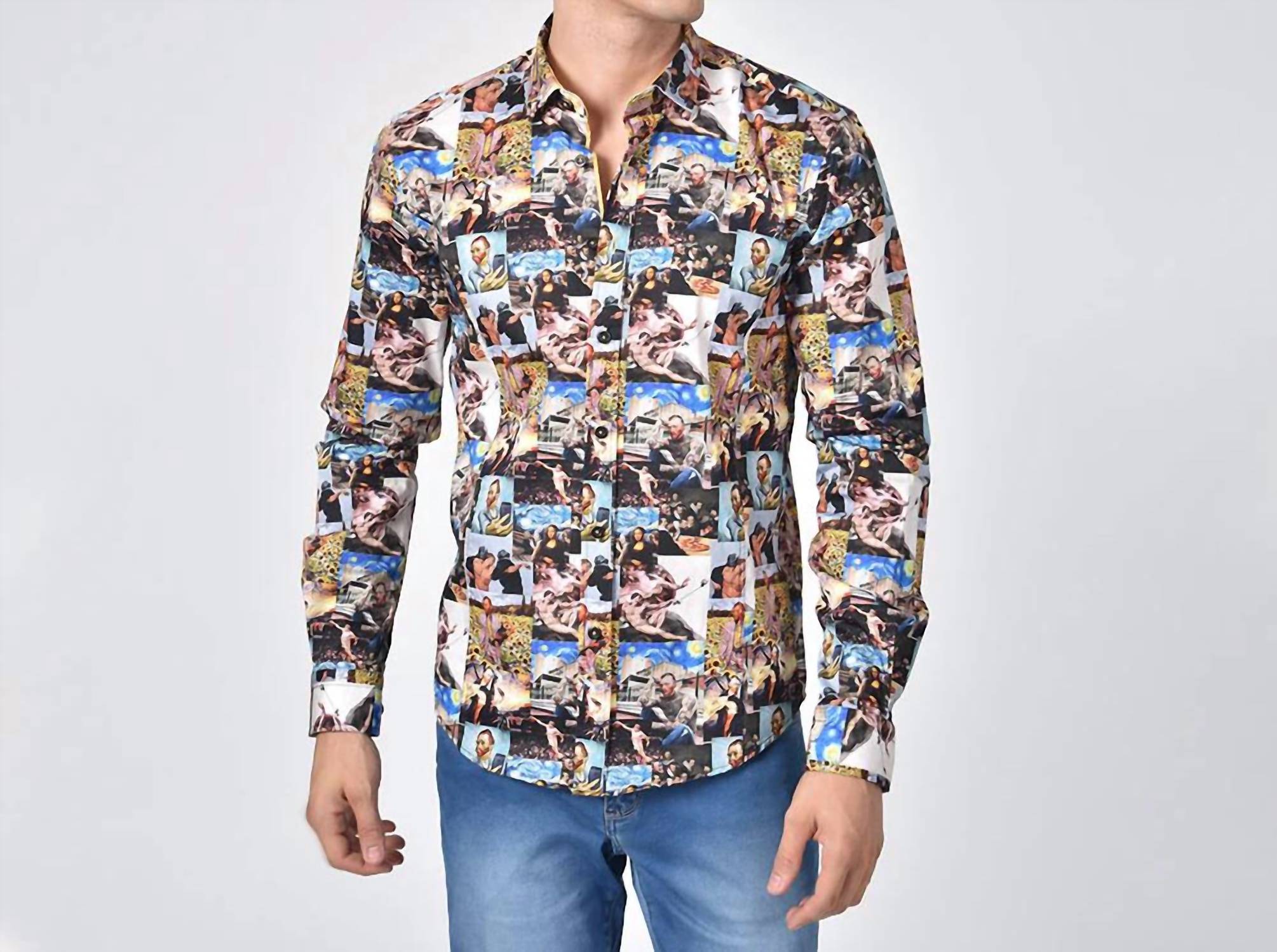 Eight X - Millennial Van Gogh Button Down Print Shirt