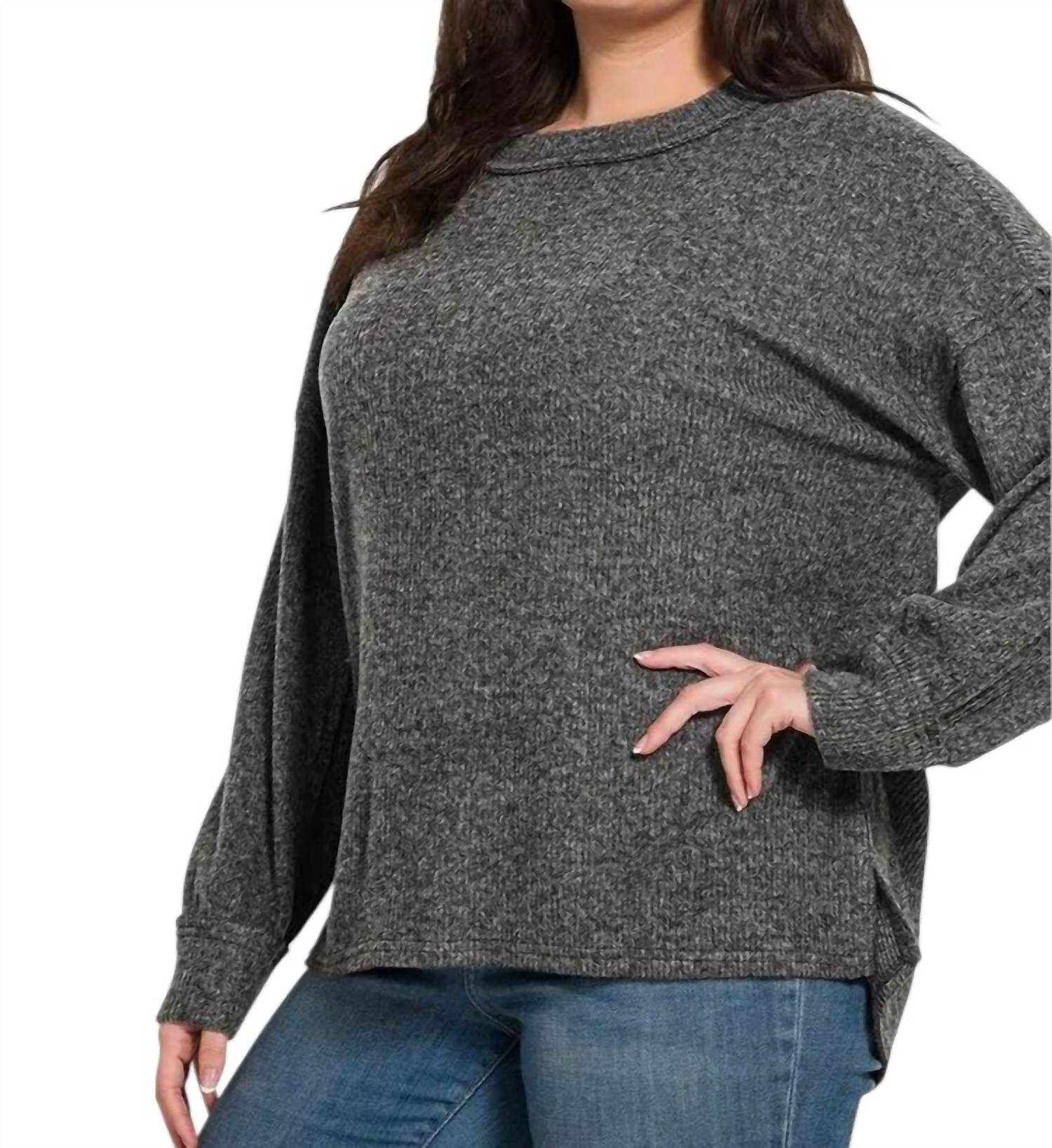 Zenana - Ribbed V Neck Sweater