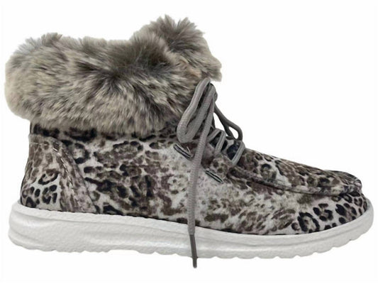 Women's Fancy Leopard Faux Fur Lined High Top Shoes