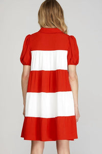 She + Sky - Colorblock Tiered Mini Dress