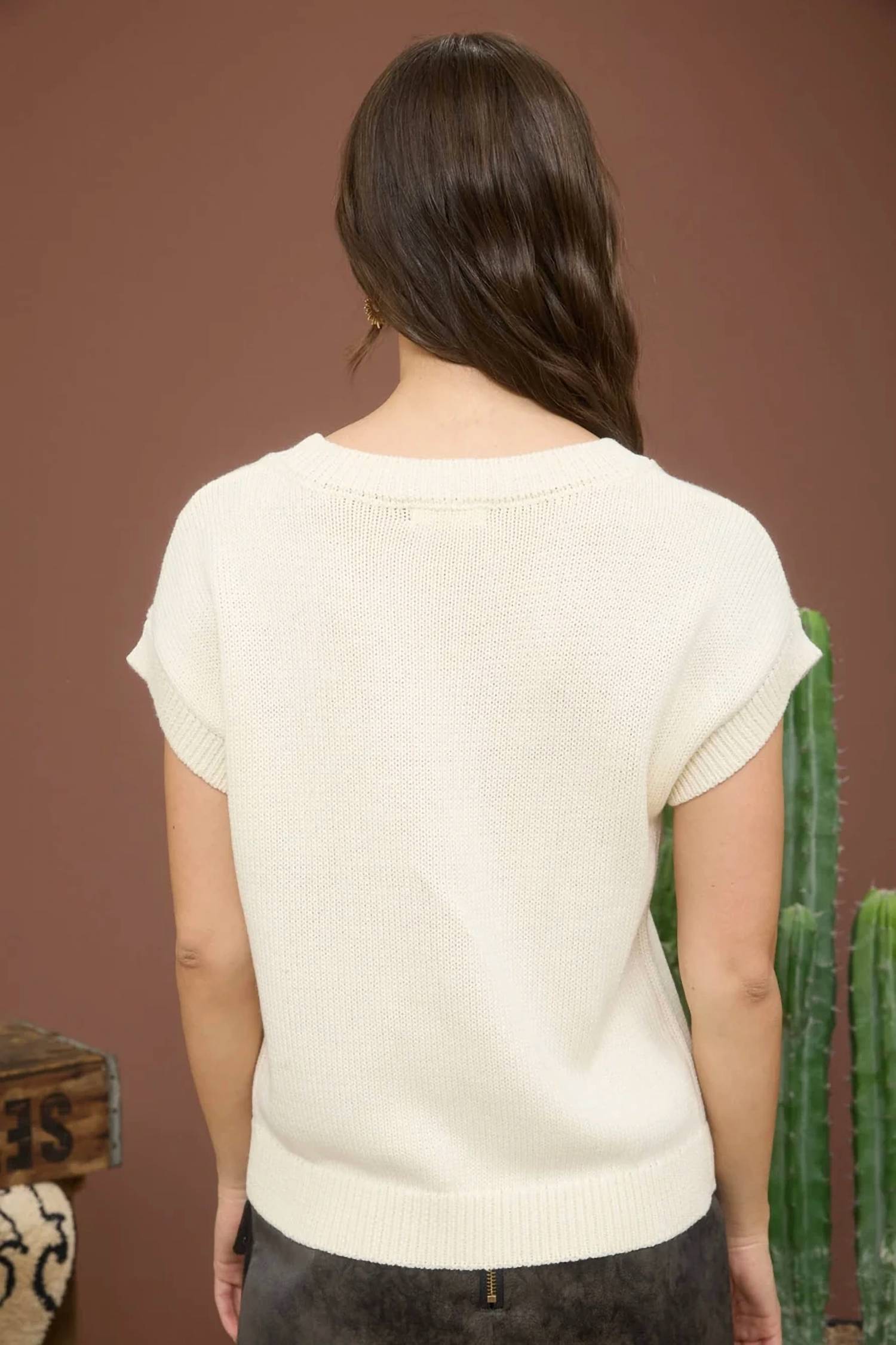 Blu Pepper - Boot Bow Short Sleeve Knit Sweater