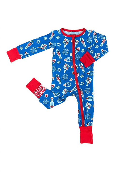 Patriotic Bamboo Convertible Zipper Footie