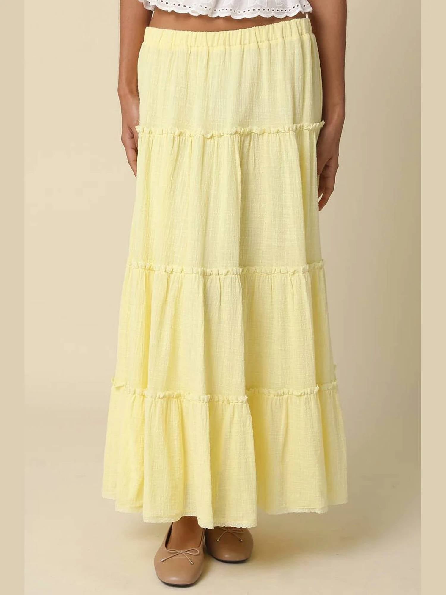 Olivaceous - Brooke Tiered Maxi Skirt