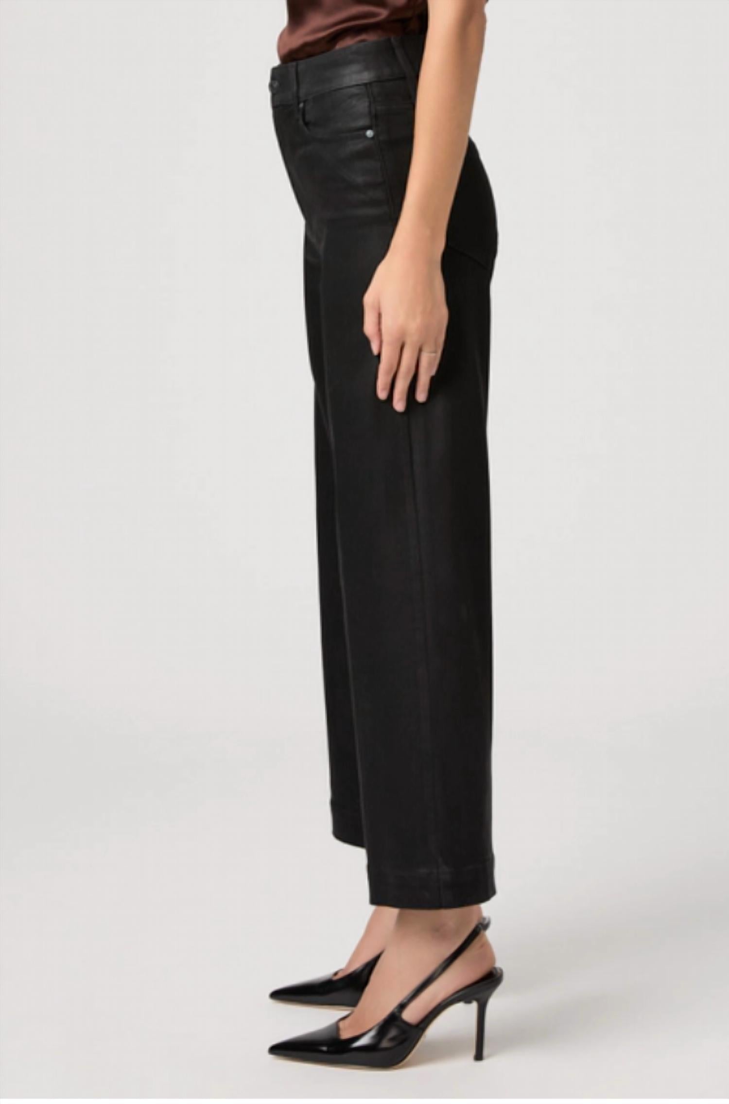 Paige Anessa Wide Leg Jean in black - women's jeans - detail view