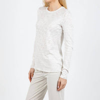 ATM Long Sleeve Destroyed Wash Tee in seashell silver - women's long sleeve top - detail view