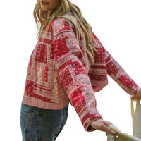 &merci Bandana Patchwork Quilted Jacket in red bandana - women's jacket - detail view
