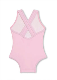 Michael Kors - Girls Monogram Print Swimsuit + Hat Set