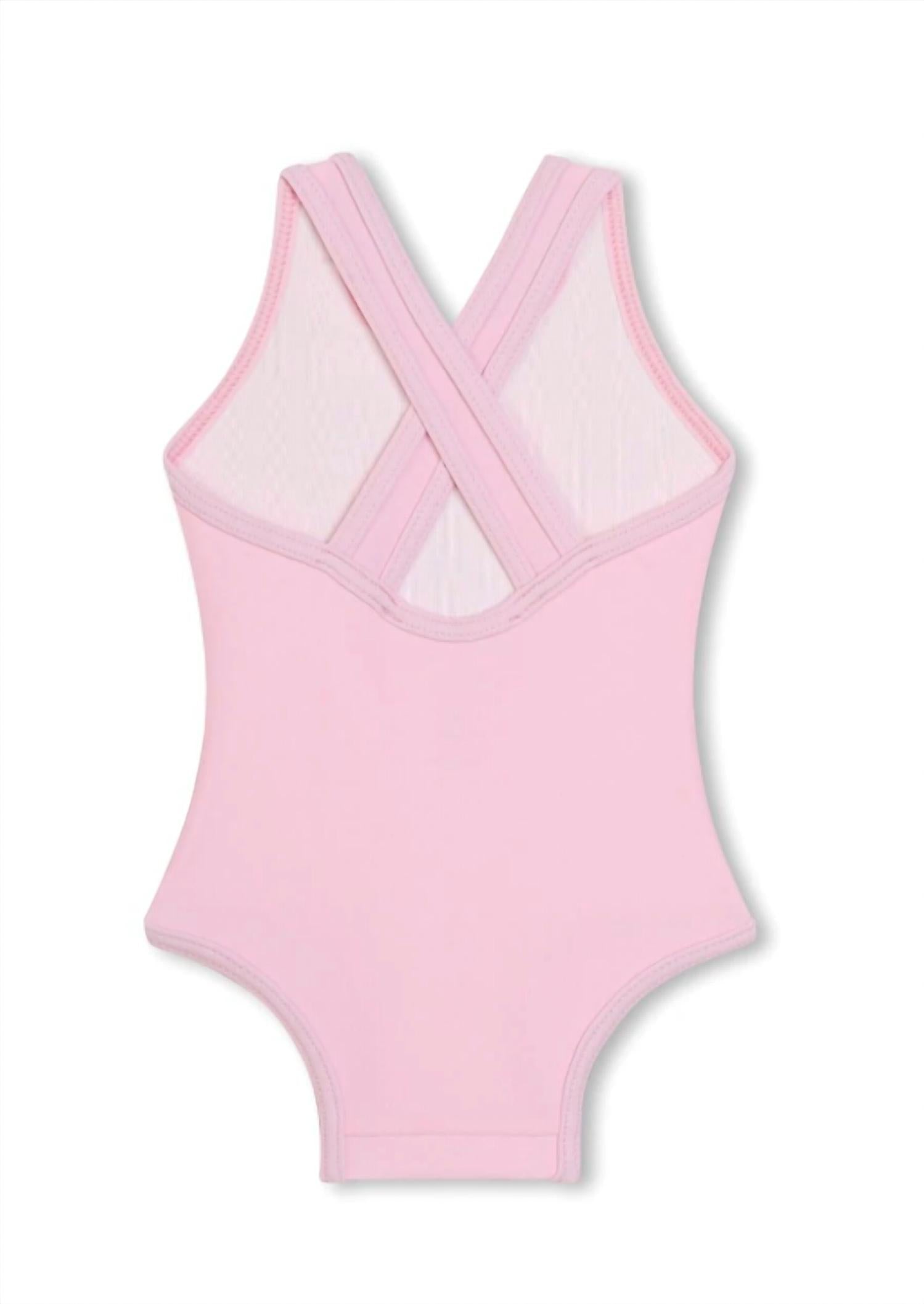 Michael Kors - Girls Monogram Print Swimsuit + Hat Set