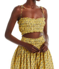 RHODE Pari Cropped Bandeau Top in yejawahat garden golden mini - women's shirt