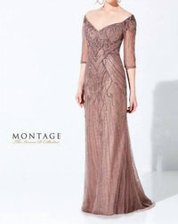 Ivonne D - Off Shoulder Beaded Sheath Gown