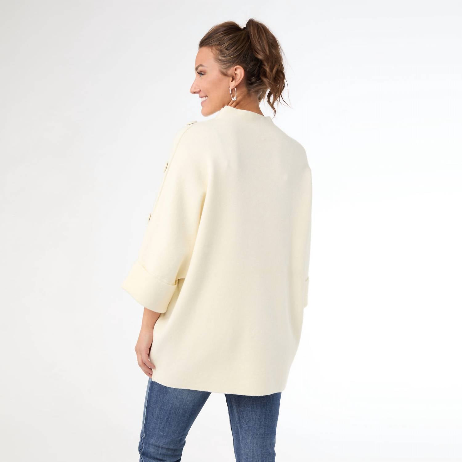 Coco + Carmen - Funnel Neck Sweater With Button Detail