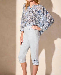 Tribal - Sophia Mid Rise Embroidered Capri Jeans