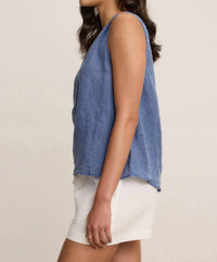 Velvet by Graham & Spencer Tacy Scooped Hemline Top in indigo - women's tank top - alternate view