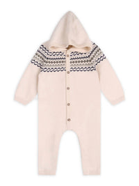 Viverano Organics - Baby Fair Isle Sweater Knit Hooded Jumpsuit