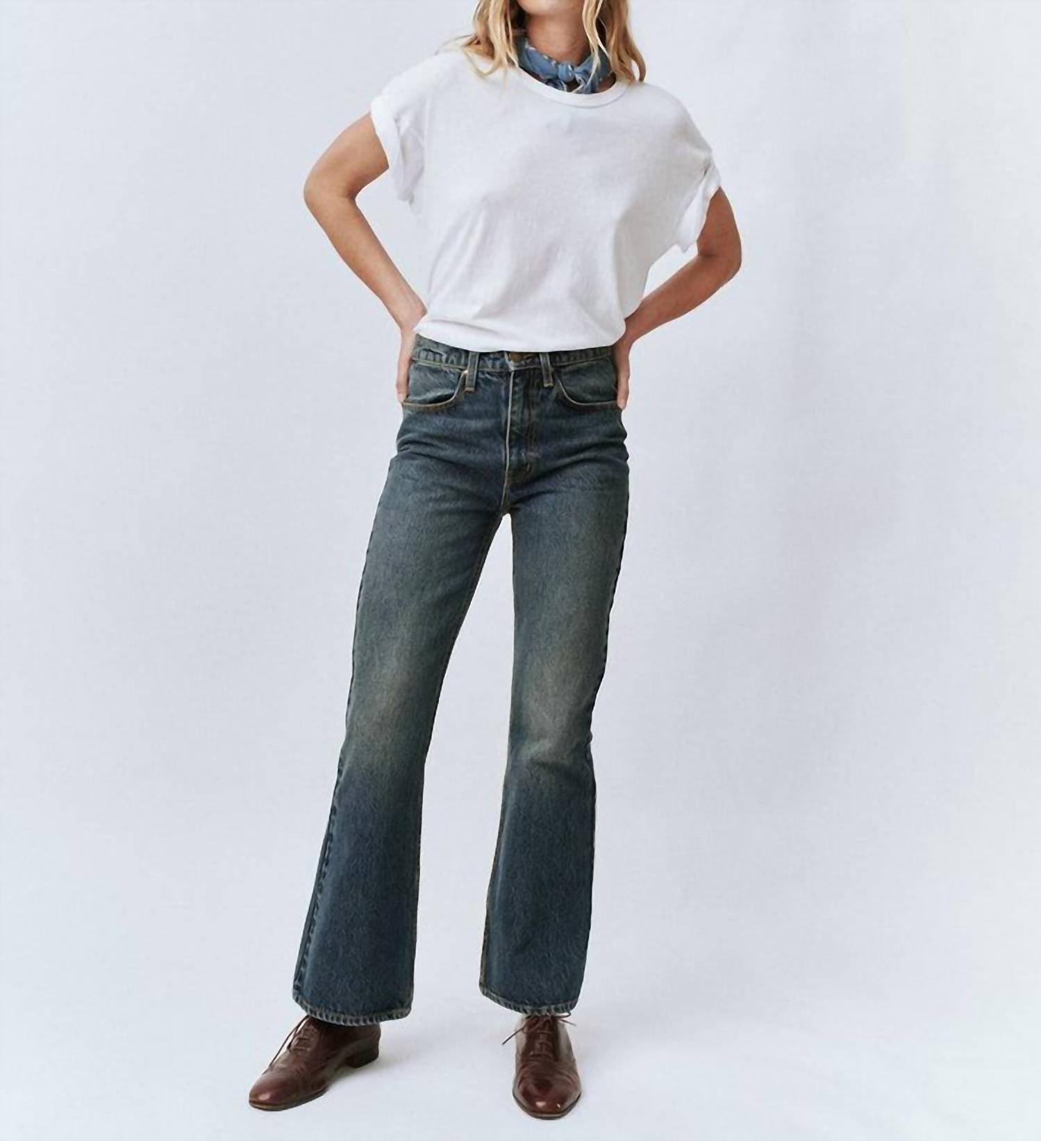 THE GREAT. Penny Bootcut Jean in powell wash - women's jeans - alternate view