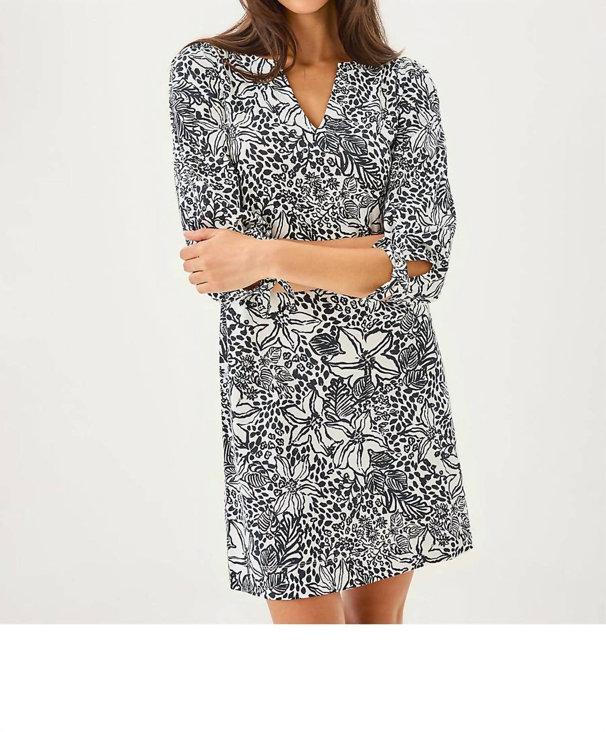 Lilly Pulitzer Cath Mini Dress in onyx lots to spot - women's dress - detail view