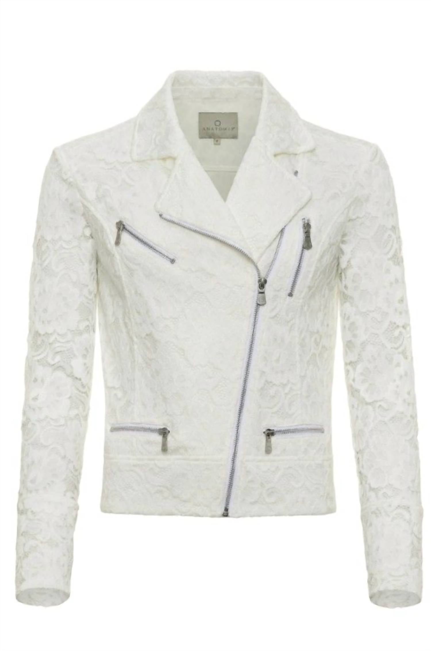 Anatomie Solita Lace Moto Jacket in white - women's jacket - view 4
