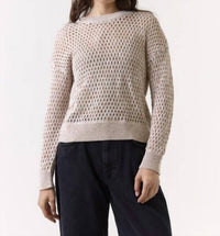 Wispr Tanya Twist Yarn Crew Top in light brown - women's long sleeve top