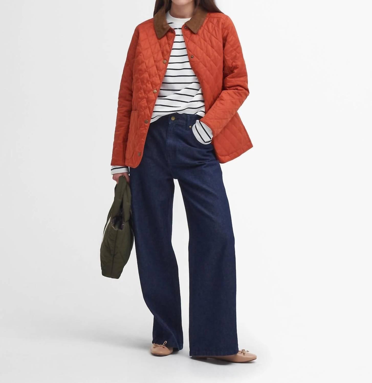Barbour Annandale Quilted Jacket in pumkin spice - women's jacket - detail view