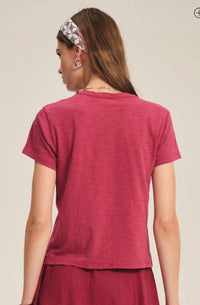 Velvet by Graham & Spencer Sierra Crewneck Tee in magenta - women's t-shirt - alternate view