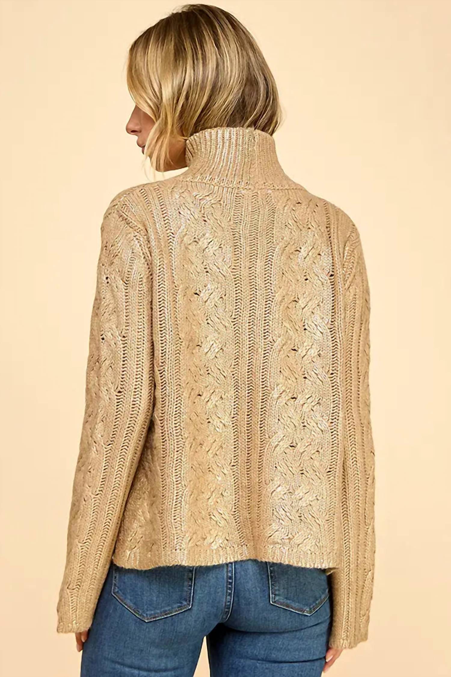 Baby Pink - Foiled Mock Neck Sweater Top