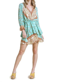 Umgee - Floral Border Print Layered Dress
