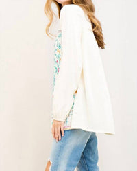 Entro - Floral Embroidered Tunic Blouse