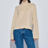 Nation LTD Neo Luxe Turtleneck Top in champagne - women's long sleeve top
