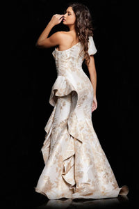 Jovani - One Shoulder Ruffle Skirt Evening Gown