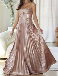 Maniju - Magic In Motion Strapless Metallic Gown