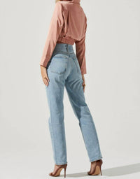 Astr - Perry Satin Wrap Front Tie Waist Top