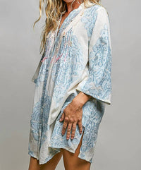 Pol - Azure Meadow Button Mini Dress