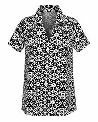 Lulu-B - Women's Short Sleeve Collared Top