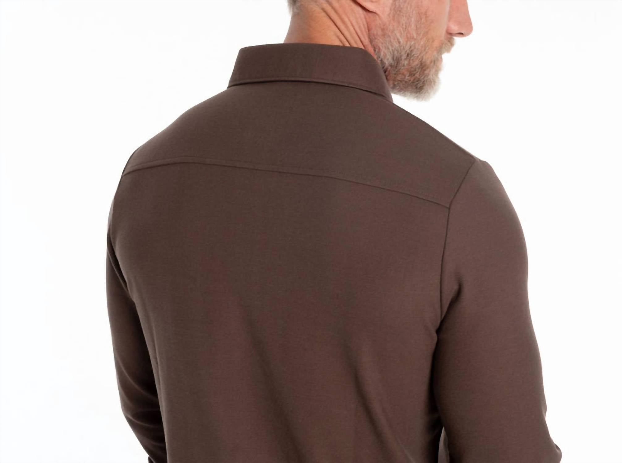 Criquet Long Sleeve Players Shirt in espresso martini - men's long sleeve top - view 6