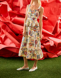 Hunter Bell - Peplum Printed Lacey Midi Dress